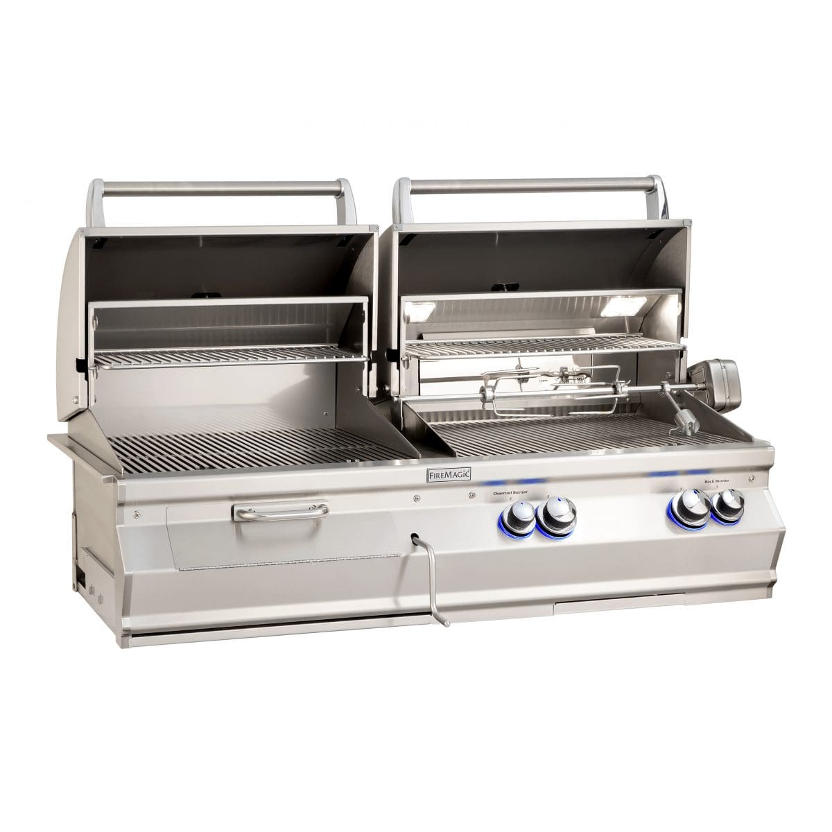 Stock Image - Fire Magic - Aurora A830i Gas/Charcoal Combo Built-In Grill Fire Magic - Builders Materials