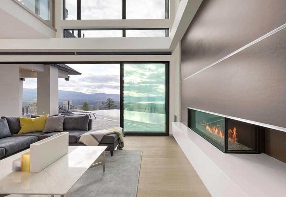 Stock Image - Flare - Right Corner Flare Fireplaces Gas Corner Fireplace - Builders Materials