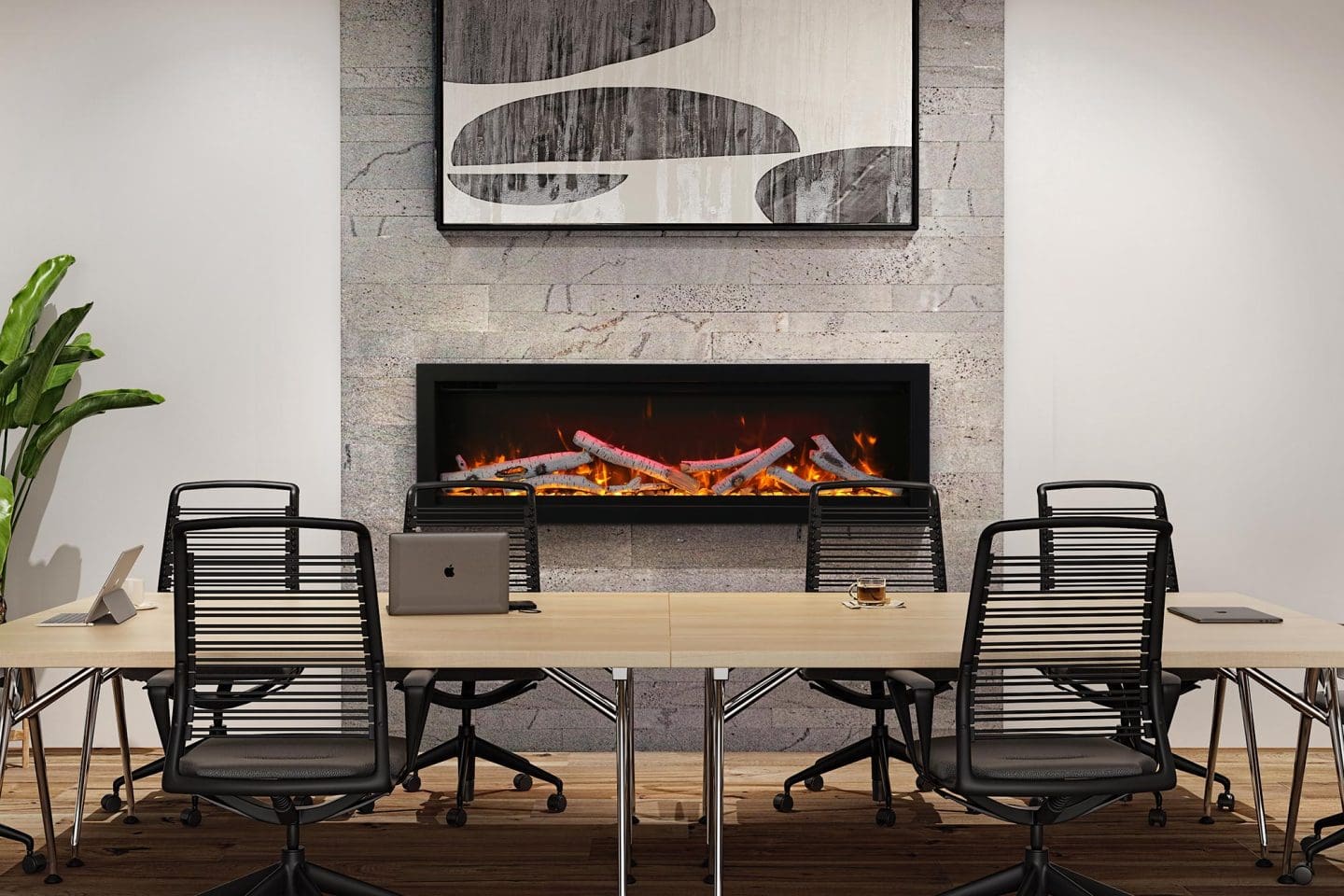 Stock Image - Ambiance - Impressionist 50 Ambiance Electric Linear Fireplace - Builders Materials