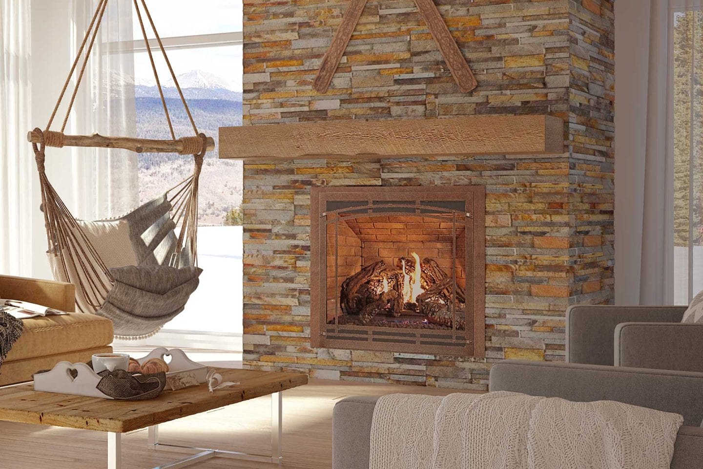 Stock Image - Ambiance - Intrigue 42 Ambiance Gas Contemporary Fireplace - Builders Materials