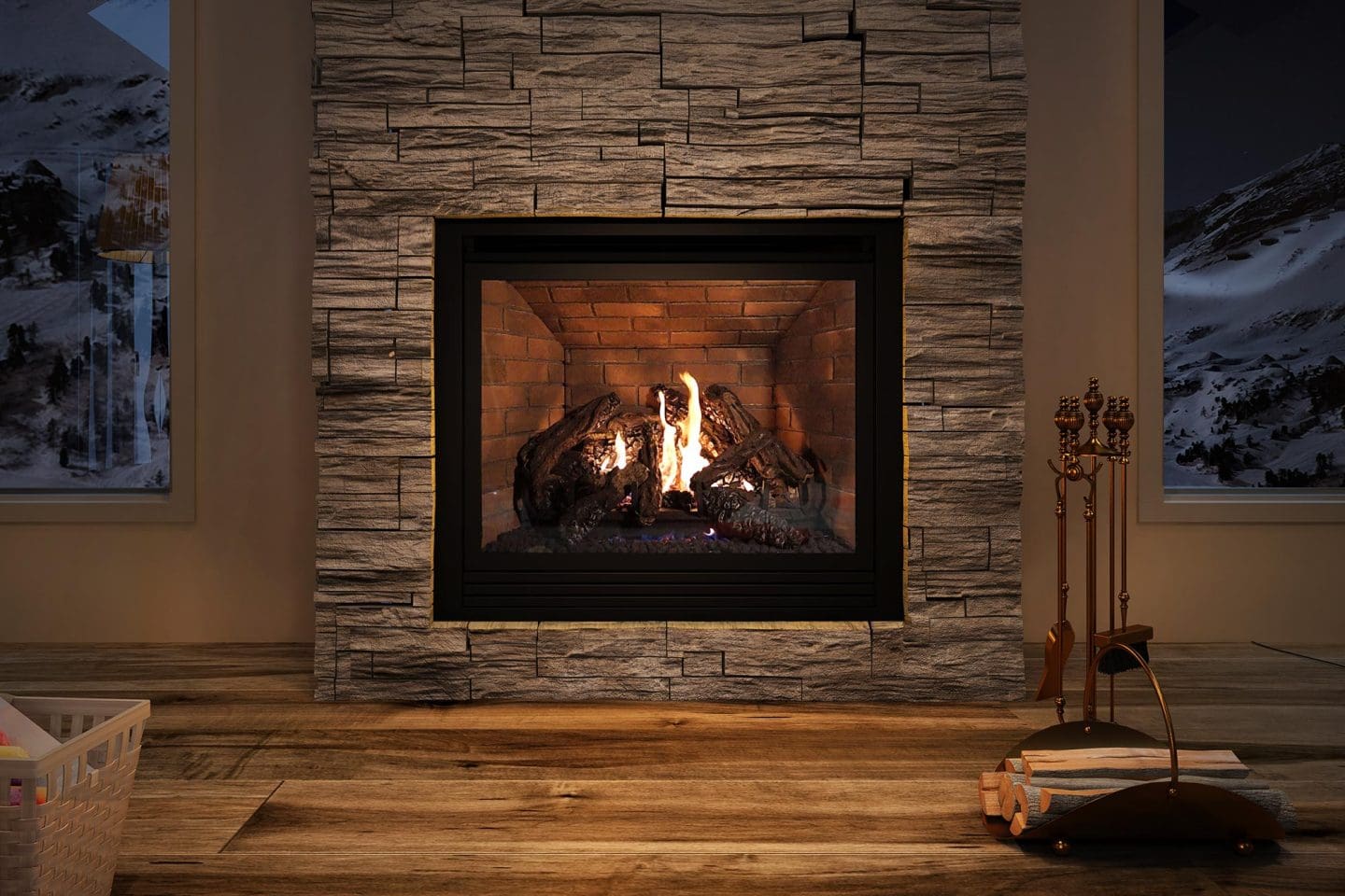 Stock Image - Ambiance - Intrigue 42 Ambiance Gas Contemporary Fireplace - Builders Materials