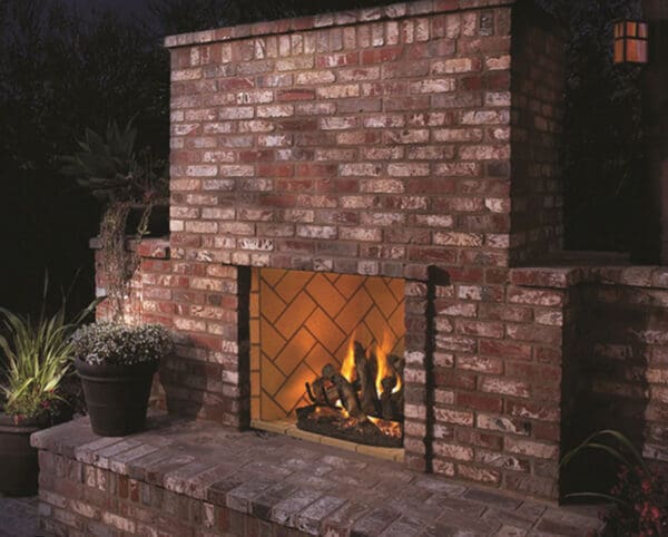 Stock Image - Mason-Lite - Indoor/Outdoor Vent-Free Fireplace Mason-Lite Masonry Fireplace - Builders Materials