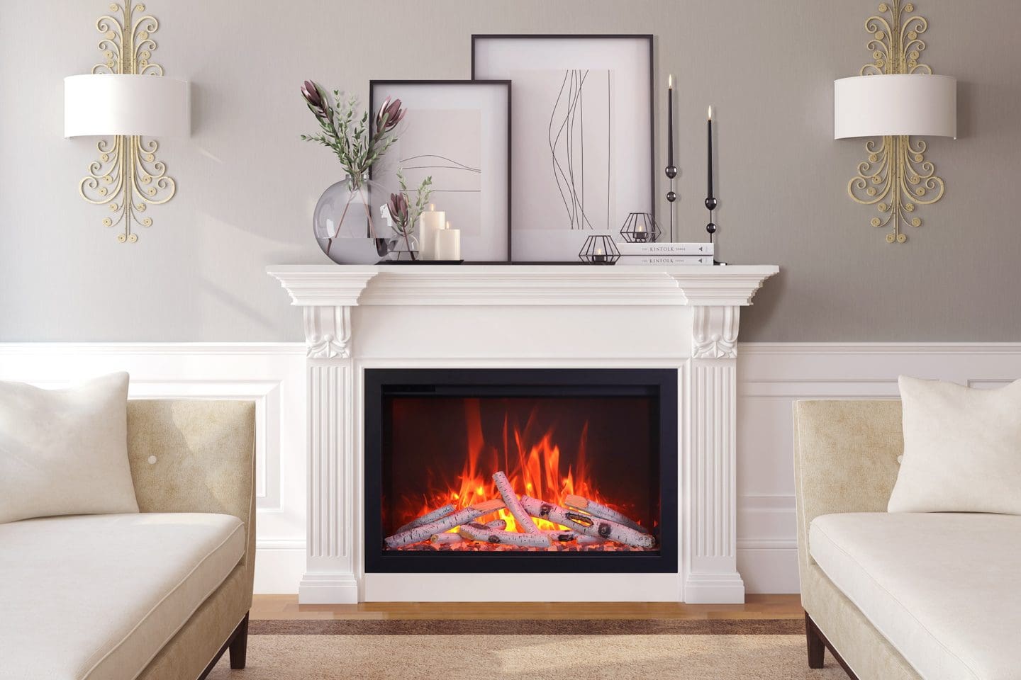 Stock Image - Ambiance FP 36 Ambiance Electric Contemporary Fireplace - Builders Materials