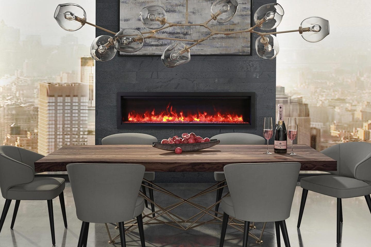 Stock Image - Ambiance - Impressionist 42 Ambiance Electric Linear Fireplace - Builders Materials