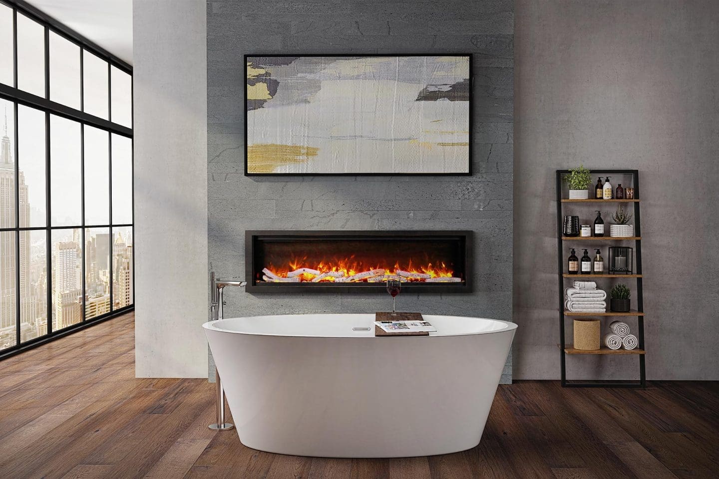 Stock Image - Ambiance - Impressionist 42 Ambiance Electric Linear Fireplace - Builders Materials