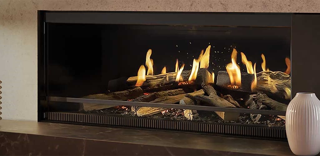 Stock Image - NetZero Electric Fireplaces NetZero Electric Bay & Burner Insert & Contemporary & Corner & Island & Linear & Peninsula Fireplace - Builders Materials
