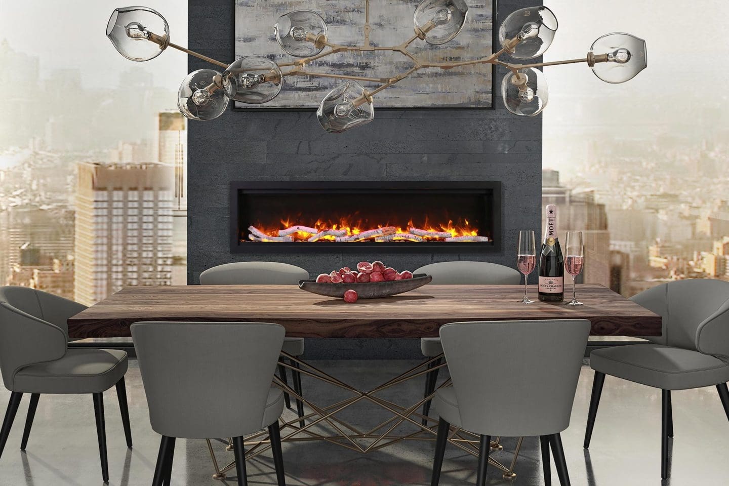 Stock Image - Ambiance - Impressionist 34 Ambiance Electric Linear Fireplace - Builders Materials
