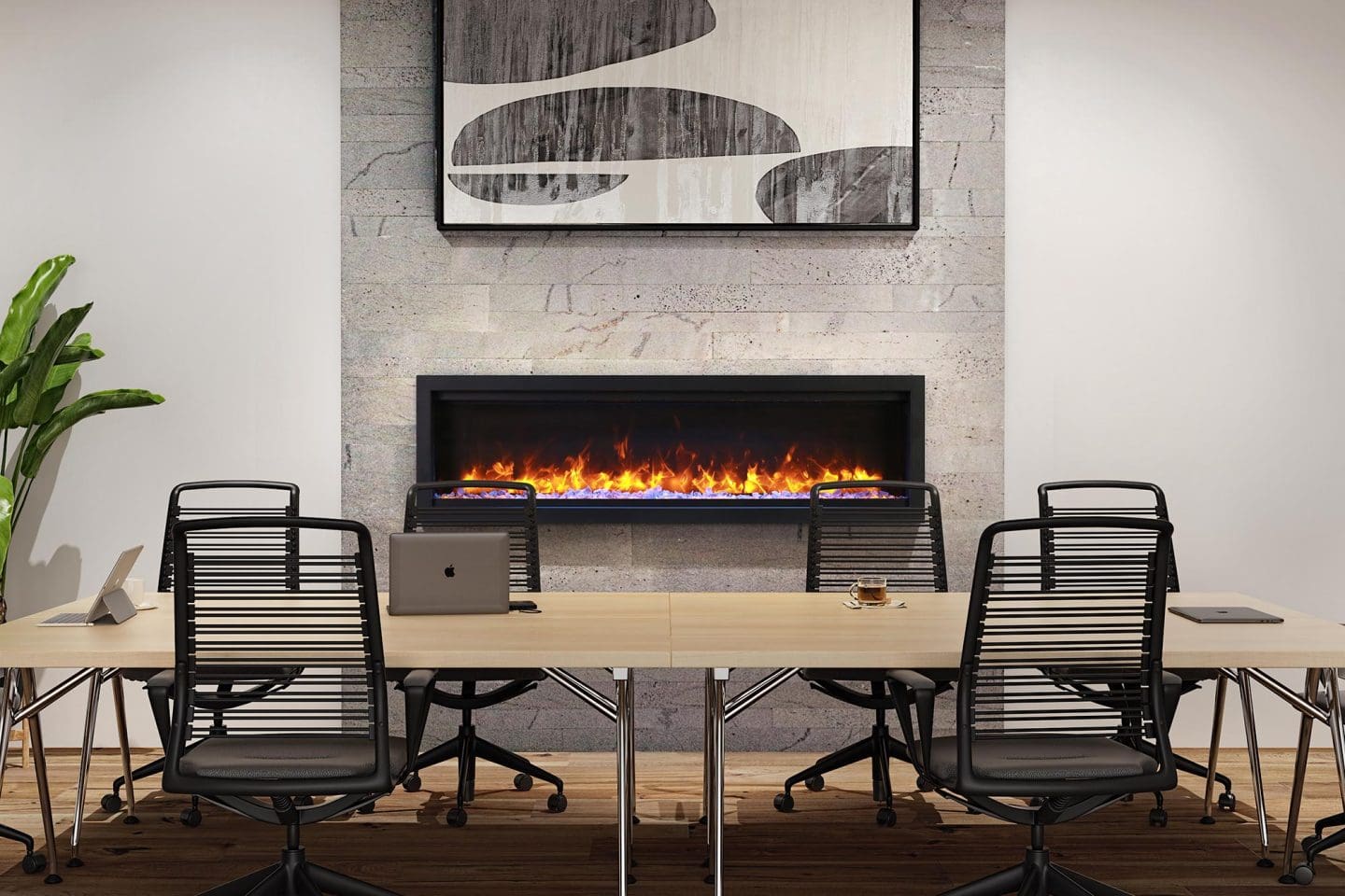 Stock Image - Ambiance - Impressionist 34 Ambiance Electric Linear Fireplace - Builders Materials