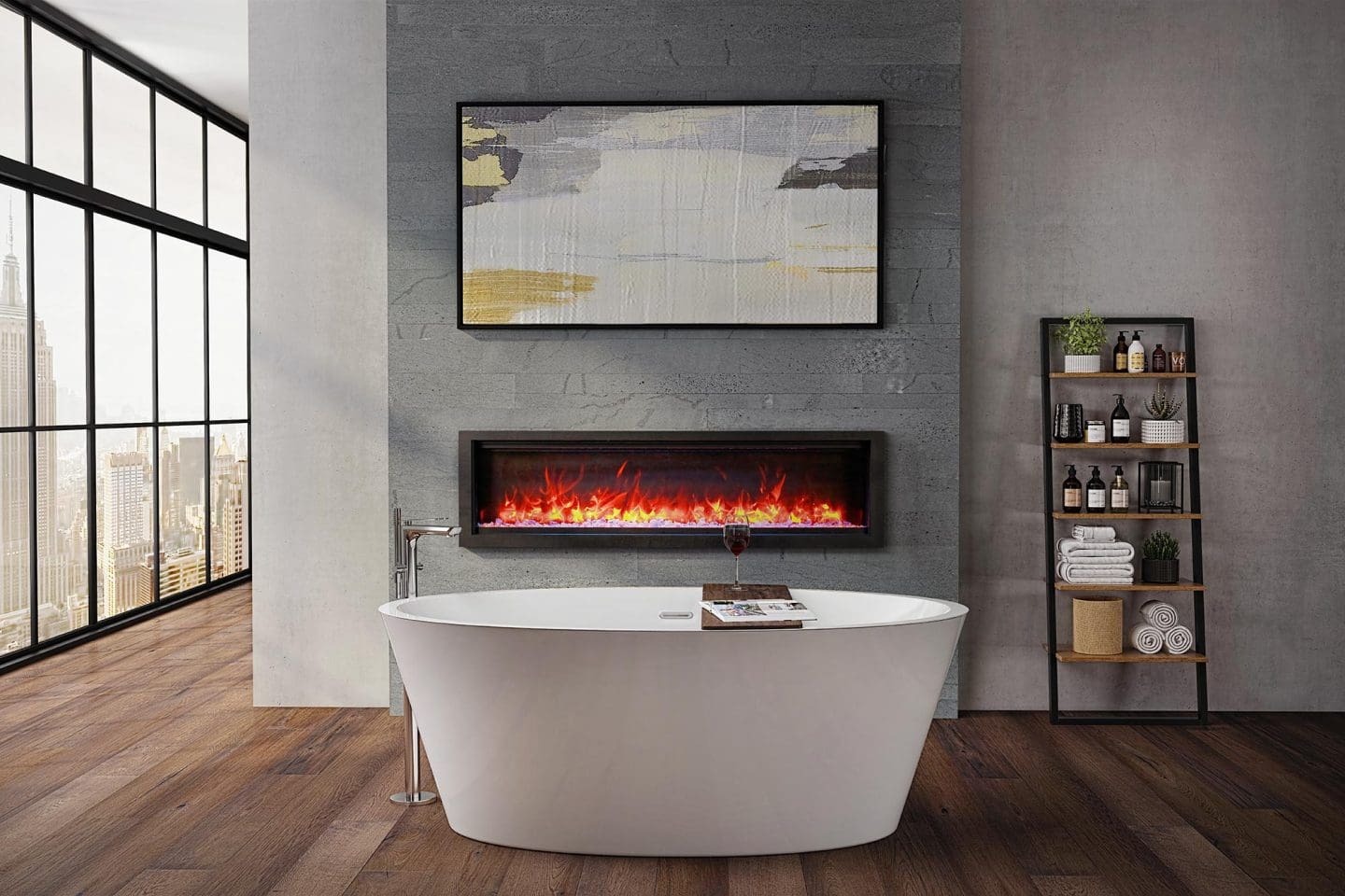 Stock Image - Ambiance - Impressionist 34 Ambiance Electric Linear Fireplace - Builders Materials