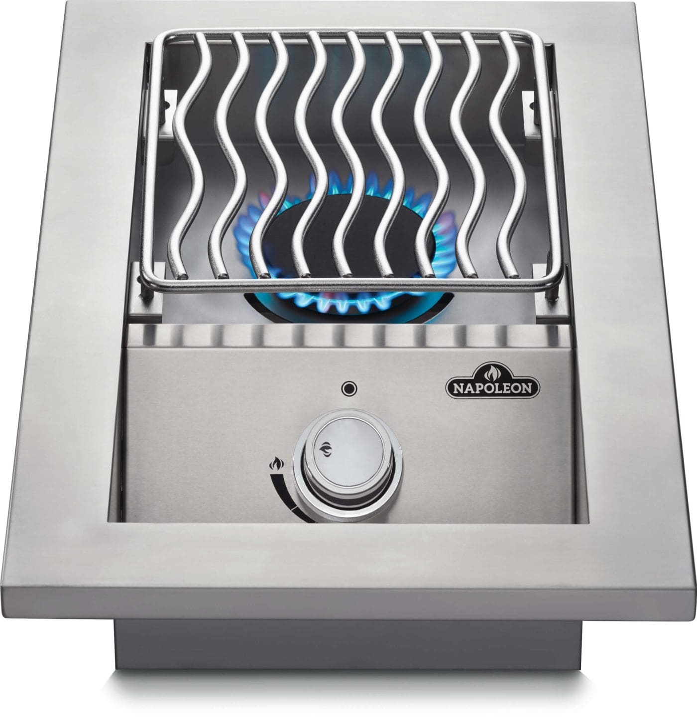 Stock Image - Napoleon - Built-in 500 Series Single Range Top Burner, Stainless Steel Cover Napoleon Grill Gas Built-In Grill - Builders Materials