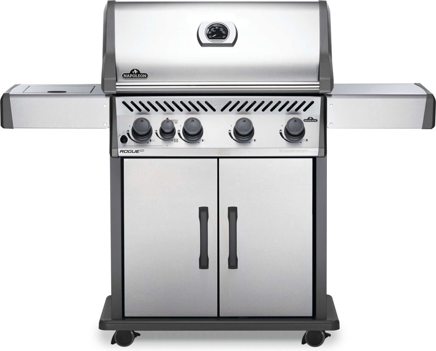 Stock Image - Napoleon - Rogue® XT 525 Natural Gas Grill with Infrared Side Burner, Stainless Steel Napoleon Grill Gas Cart & Infrared Freestanding Grill - Builders Materials